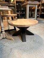 Salontafel bijzettafel eiken staal, Huis en Inrichting, Ophalen, Nieuw, Rond, Minder dan 55 cm