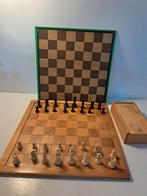 Houten schaakspel en damspel + extra leerbord, Antiek en Kunst, Ophalen of Verzenden