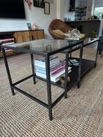 Moderne salontafel met glazen blad, Huis en Inrichting, Tafels | Salontafels, Ophalen, Gebruikt, 100 tot 150 cm, 50 tot 100 cm