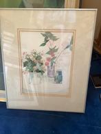 Ingelijste aquarel met vaasjes, Ophalen of Verzenden