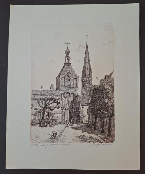 Ets Culemborg Varkensmarkt - C. Borgstein, Antiek en Kunst, Kunst | Etsen en Gravures, Ophalen of Verzenden