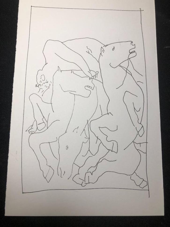 Inkt tekening vermoedelijk Picasso (3), Antiek en Kunst, Kunst | Schilderijen | Modern, Ophalen of Verzenden