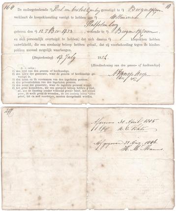 Document 1874 Bewijs Koepokinenting Koepok Inenting Inenten beschikbaar voor biedingen