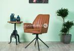 Eetkamerstoel ‘Sofie’ Eco-leder cognac, 180 draaibaar!, Bruin, Nieuw, Ophalen of Verzenden, Metaal