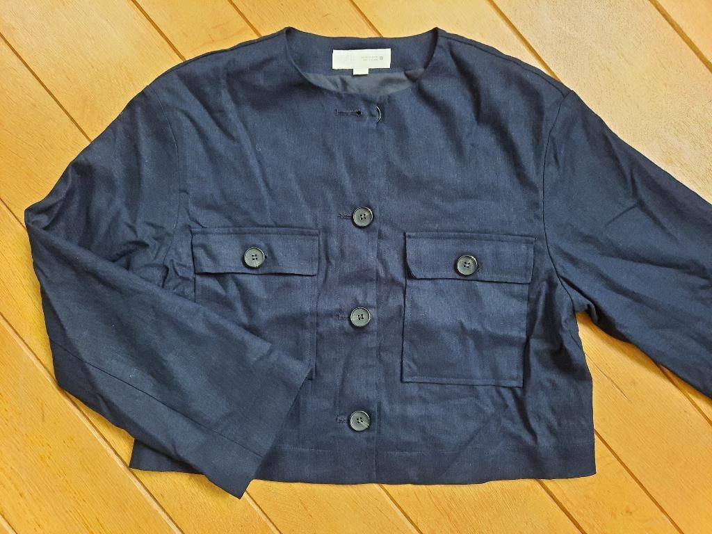 Zara kort bloes jasje donker blauw linnen maat S - nieuw -, Maat 38/40 (M), Blauw, Zara, Nieuw