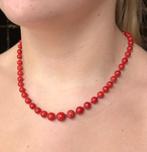 Bloedkoraal dieprode ketting antiek 14k gouden pijp slot, Sieraden, Tassen en Uiterlijk, Antieke sieraden, Verzenden, Goud, Ketting