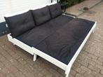 Stijlvolle witte daybed met grijze kussens, Ophalen, Grijs, Tweepersoons, 140 cm