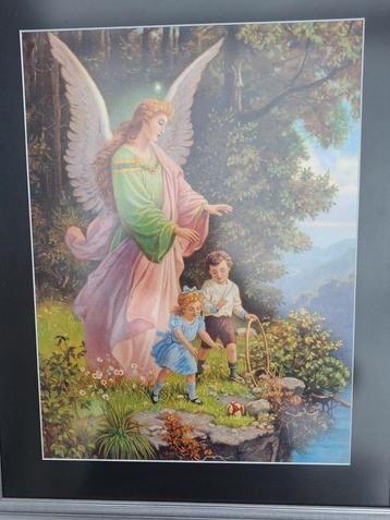 Ingelijste poster engel en kinderen.DALEN,DRENTHE  beschikbaar voor biedingen