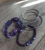 Setje lila / paarse armbanden, Ophalen of Verzenden, Nieuw, Paars, Overige materialen