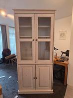 Witte Hemnes vitrinekast (massief hout), Ophalen, Glas, 50 tot 100 cm, Landelijk