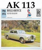 Ak113 autokaart rolls royce siver shadow (1966 - 1974 ), Ophalen of Verzenden, Zo goed als nieuw, Auto's