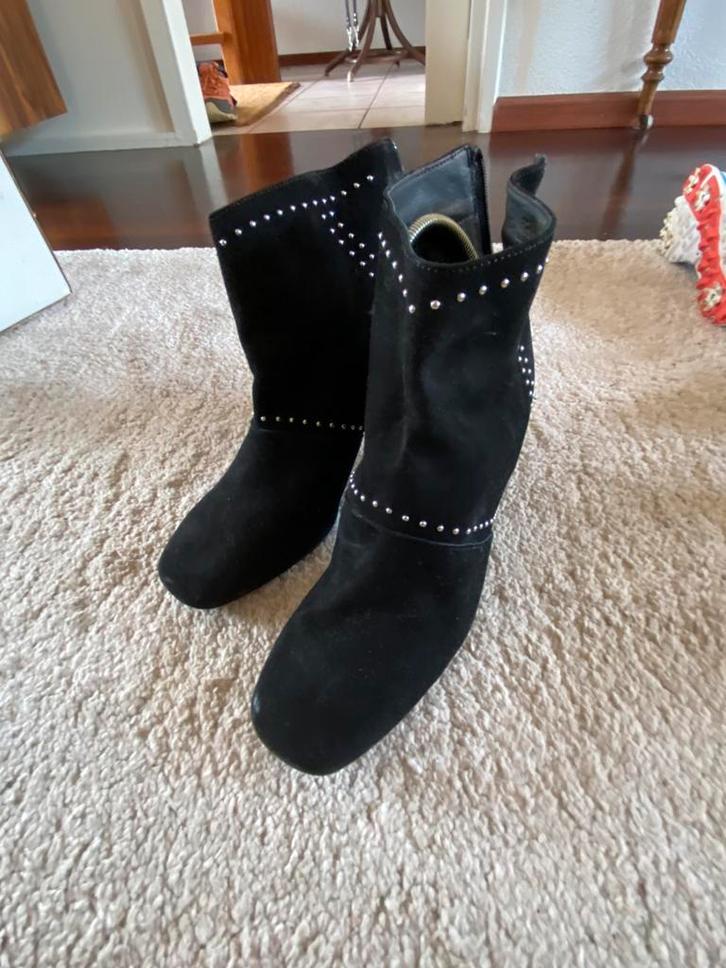 Dames laarzen - zwart - maat 42 - leer, Kleding | Dames, Schoenen, Zo goed als nieuw, Hoge laarzen, Zwart, Ophalen of Verzenden