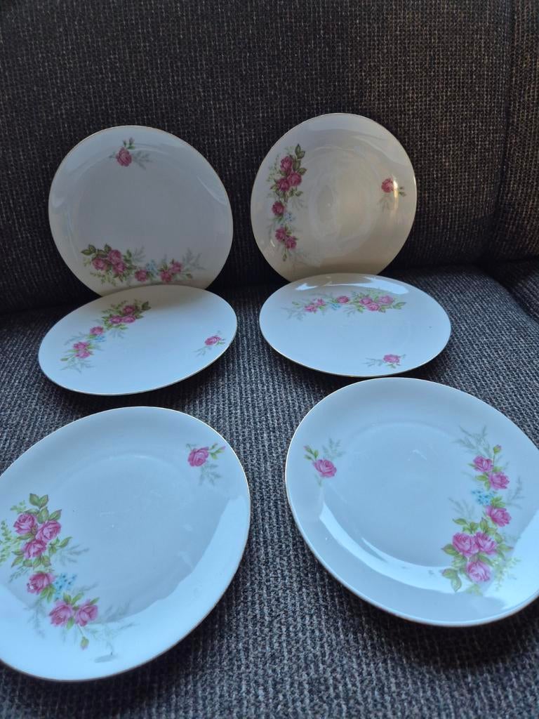 6 Winterling Bavaria Gebaksbordjes met Rozen, Ophalen of Verzenden