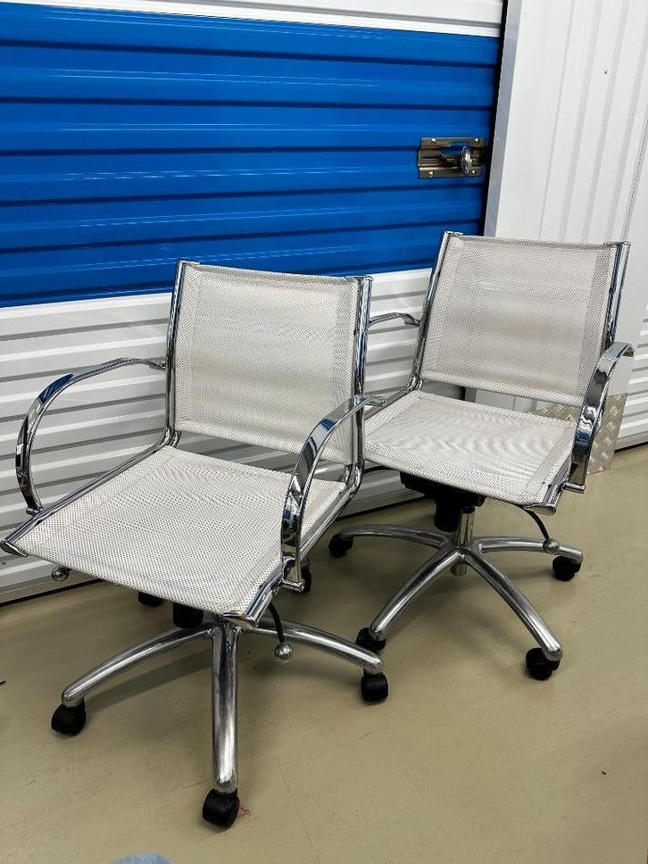 Set 4x Sitland Italiaans Design Bureaustoelen in leer, Huis en Inrichting, Bureaustoelen, Gebruikt, Zwart, Ophalen