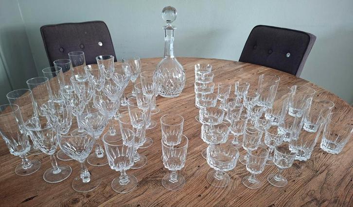 Groot en compleet kristal glas servies, Antiek en Kunst, Antiek | Glas en Kristal, Ophalen of Verzenden
