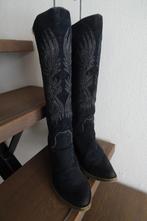 donkerblauwe suede cowboy laarzen maat 41, Kleding | Dames, Schoenen, Ophalen, Hoge laarzen, Blauw, Zo goed als nieuw