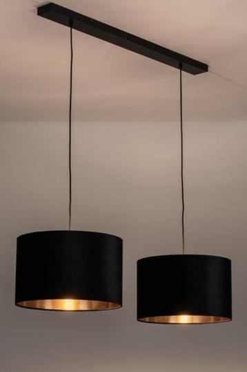 hanglamp zwart fluweel 106cm kap 2 x 40cm tafel keuken lamp