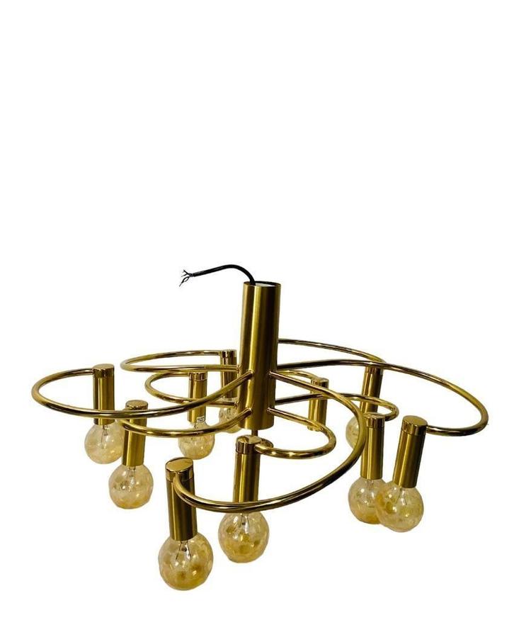 vintage 'gouden' luster / hanglamp in Sciolari stijl, Huis en Inrichting, Lampen | Hanglampen, Zo goed als nieuw, Minder dan 50 cm