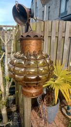 Antiek scheepslamp Ankerlicht Amber bubble glas hanglamp, Ophalen of Verzenden