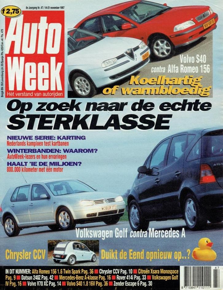 Autoweek 1997 nr. 47 (o.a. Alfa Romeo 156 & Volvo S40), Boeken, Auto's | Folders en Tijdschriften, Gelezen, Algemeen, Verzenden