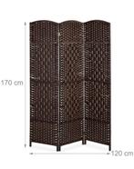 kamerscherm 3 panelen -170x120cm - hout - papiertouw - bruin, Huis en Inrichting, Ophalen, Helmond / Someren, Nieuw, Babijhandel@gmail.com