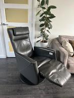 Prominent Elektrische Relaxfauteuil Grijs Leer L – Vol Optie, Huis en Inrichting, Fauteuils, Ophalen of Verzenden, Zo goed als nieuw
