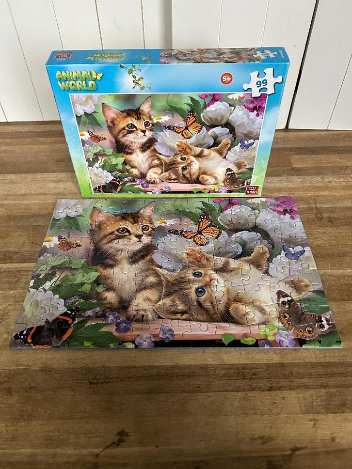 Animal World Kittens 99 stukjes puzzel, Kinderen en Baby's, Speelgoed | Kinderpuzzels, Gebruikt, 4 tot 6 jaar, Meer dan 50 stukjes