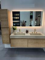 sanitair badmeubel set massief hout eiken met marmer wasbak, Ophalen of Verzenden, Nieuw, Steen, Wastafel