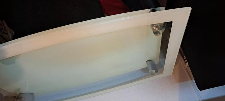 Glas tafel eethoek 150 bij 1 meter. Makkelijk aan elkaar te, Huis en Inrichting, Lampen | Wandlampen, Zo goed als nieuw, Glas