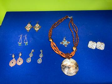 Boho sieradenset – ketting + oorbellen + hanger  beschikbaar voor biedingen