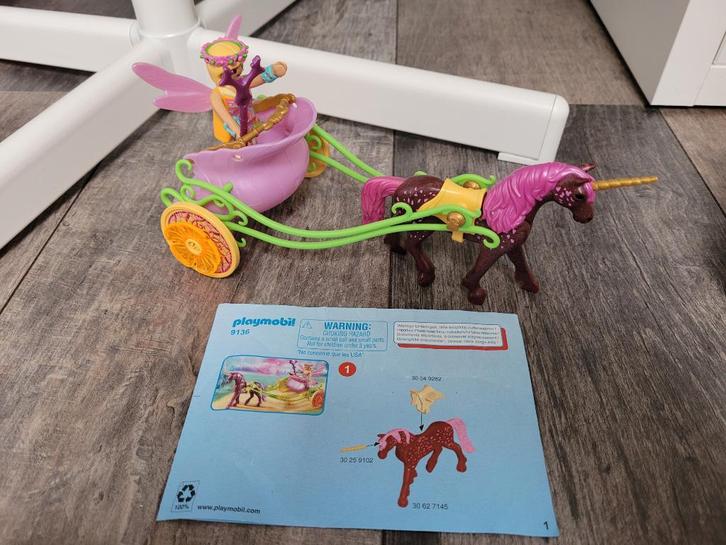 PLAYMOBIL Bloemenfee met eenhoornkoets - 9136, Kinderen en Baby's, Speelgoed | Playmobil, Zo goed als nieuw, Complete set, Ophalen of Verzenden