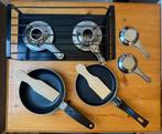 Set met pannetjes en branders, Ophalen, Zo goed als nieuw, Rvs, Pannenset