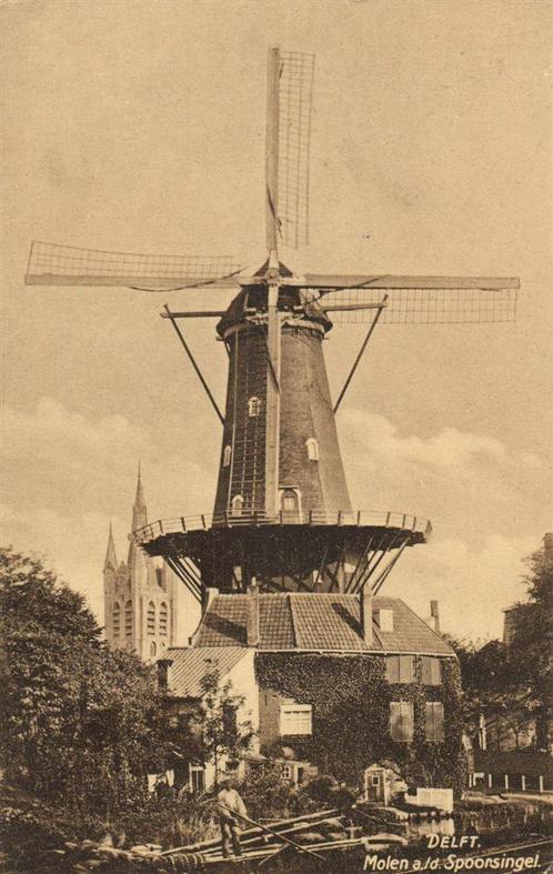 Delft. Molen a/d Spoorsingel. - ongelopen, Verzamelen, Ansichtkaarten | Nederland, Ongelopen, Utrecht, Ophalen of Verzenden