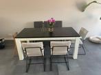Eetkamer tafel en Salon tafel set zwart/wit, Ophalen, Gebruikt, 50 tot 100 cm, Vijf personen of meer
