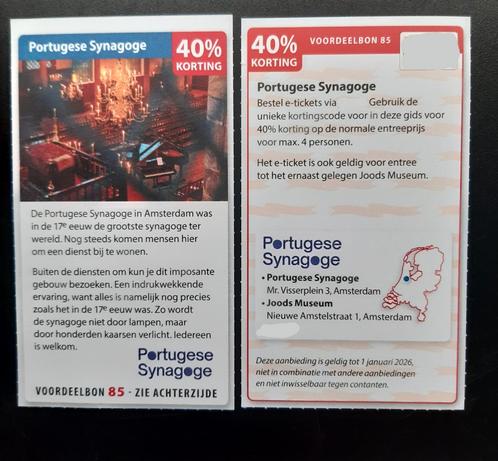 Portugese Synagoge 40% korting voor max. 4 personen, Tickets en Kaartjes, Kortingen en Cadeaubonnen
