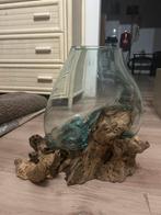 Vaas op boomstam, Ophalen of Verzenden, Overige kleuren, Glas, Minder dan 50 cm