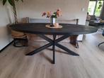 Ovale mango eettafel 2 x 1 meter, Huis en Inrichting, Tafels | Salontafels, 200 cm of meer, 100 tot 150 cm, Zo goed als nieuw