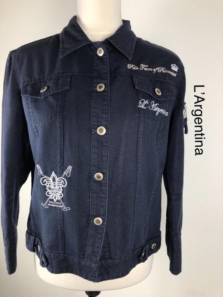 L'Argentina Jasje 55% linnen & 45% katoen (mt: 40) 7,3/6957, Kleding | Dames, Jasjes, Kostuums en Pakken, Zo goed als nieuw, Maat 38/40 (M)
