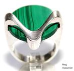 Sterling Zilver Malachiet Scandinavisch Design Ring, Sieraden, Tassen en Uiterlijk, Ringen, Ophalen of Verzenden, Zo goed als nieuw