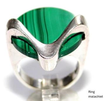 Sterling Zilver Malachiet Scandinavisch Design Ring beschikbaar voor biedingen