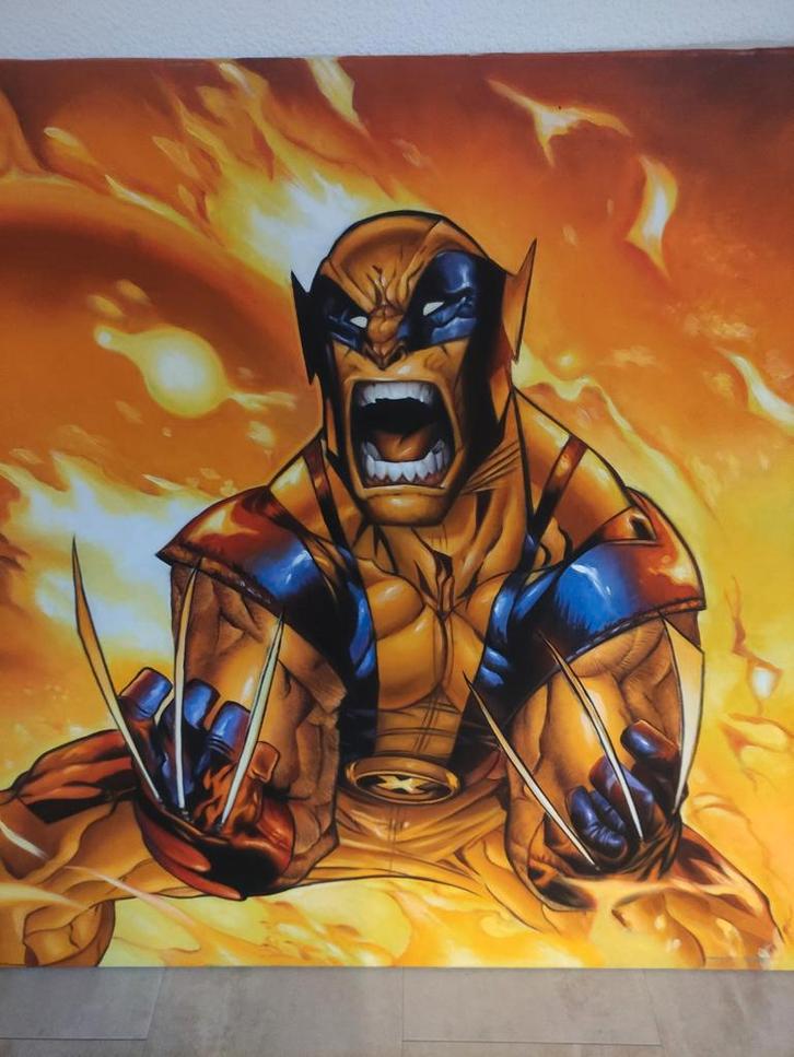 Wolverine Schilderij - Handgeschilderd Marvel Kunstwerk, Antiek en Kunst, Kunst | Schilderijen | Klassiek, Ophalen
