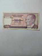 Turkije 100 Lira Biljet, Postzegels en Munten, Bankbiljetten | Europa | Niet-Eurobiljetten, Ophalen of Verzenden, Los biljet