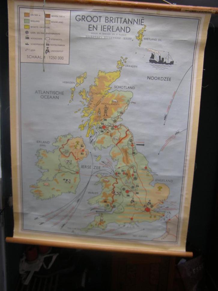 2x landkaart Groot Brittannie en Ierland, oud+ouder gedetail, Boeken, Atlassen en Landkaarten, Gelezen, Landkaart, Verenigd Koninkrijk