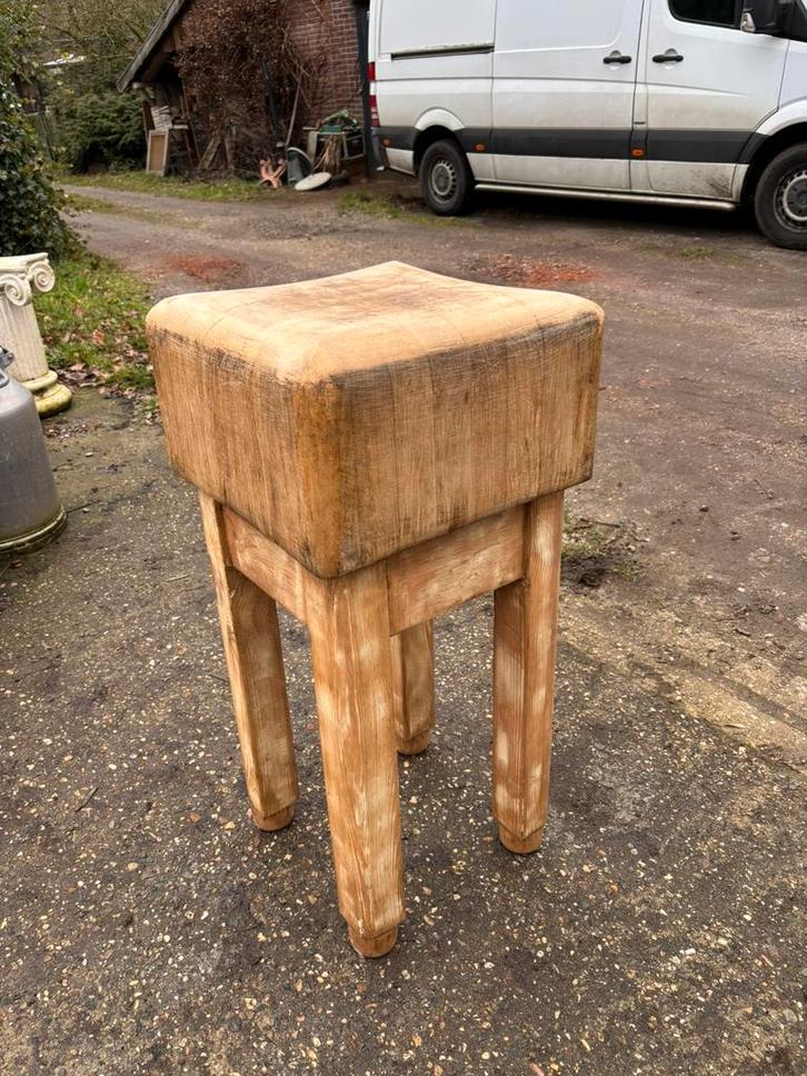 Oude slagers hakblok beukenhout blok 40 x 40 cm, Antiek en Kunst, Curiosa en Brocante, Ophalen of Verzenden