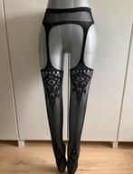 Zwarte jarretel met motief, Verzenden, Nieuw, Zwart, Panty