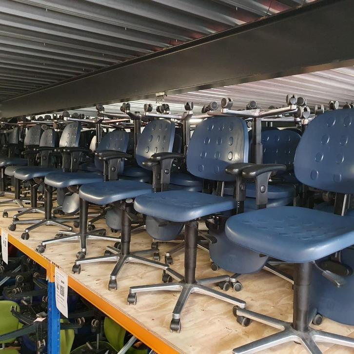 Labkoo verrijdbare werkstoelen PU kunststof bekleding bureau, Huis en Inrichting, Bureaustoelen, Gebruikt, Blauw, Ophalen