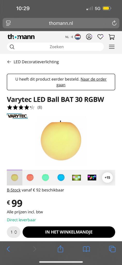 12x Led ball 30cm RGBW, Muziek en Instrumenten, Licht en Laser, Nieuw, Licht, Geluidgestuurd, Kleur, Stroboscoopeffect, Ophalen