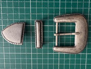 zilverkleur buckle gesp country western stijl 8x6cm 3 delig beschikbaar voor biedingen