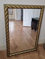 Goudkleurige Engelse Spiegel met Touwrand geslepen glas, Ophalen, Gebruikt, Minder dan 100 cm, Rechthoekig