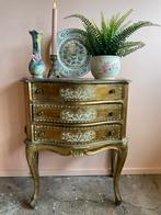 Italiaans vintage gouden ladekastje boho, Huis en Inrichting, Kasten | Ladekasten, Ophalen, Gebruikt, Vintage, 50 tot 100 cm